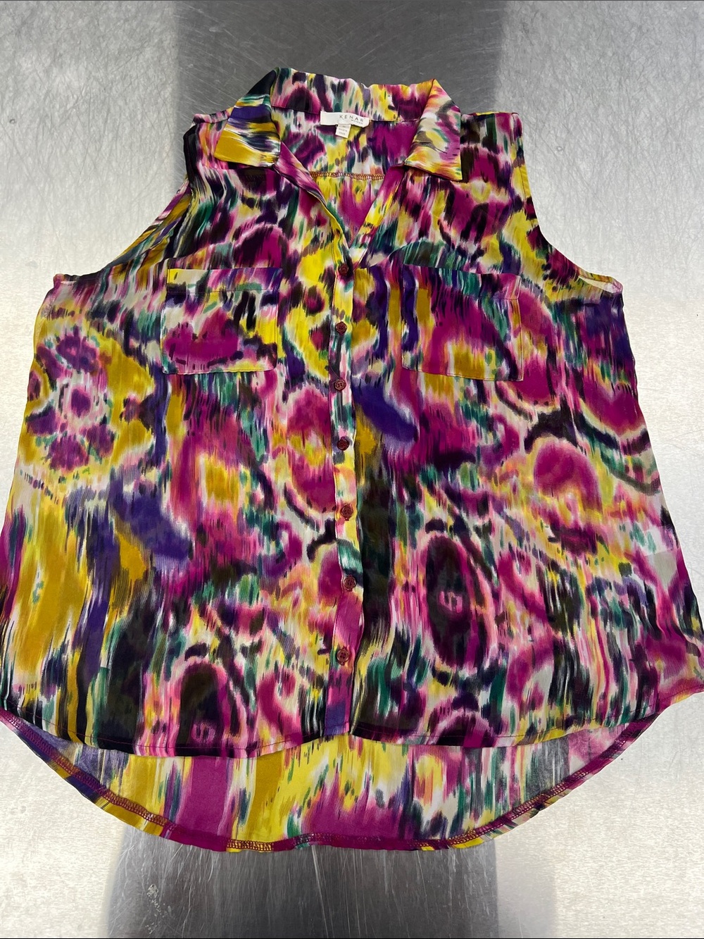 Kenar Multicolor Sleeveless Button-Front Camisole Tie Dye Women’s 1X